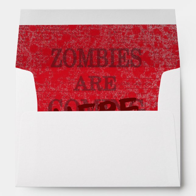 Zombies Are Here Blood Splattered Newspaper Envelope (Back (Bottom))