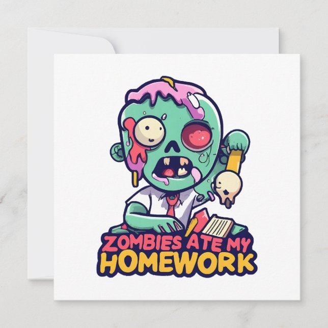 Zombies Ate My Homework Invitation (Front)