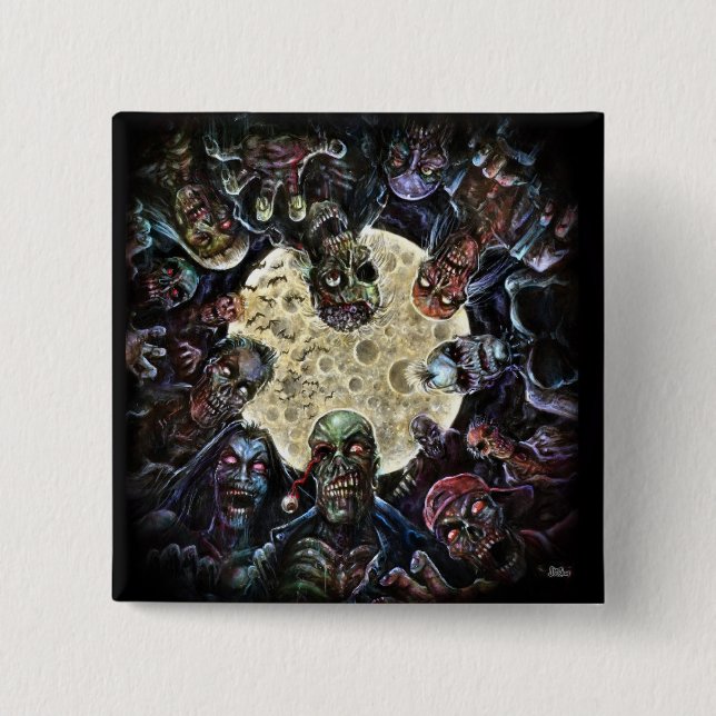 Zombies Attack (Zombie Horde) 15 Cm Square Badge (Front)