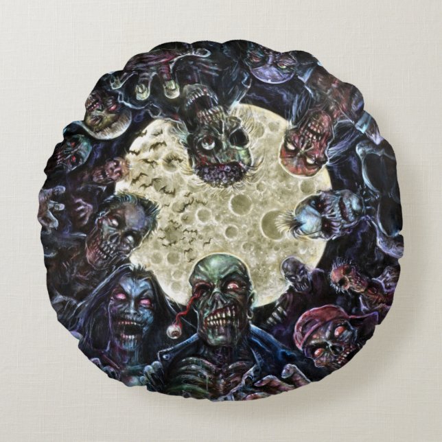 Zombies Attack (Zombie Horde) Round Cushion (Front)