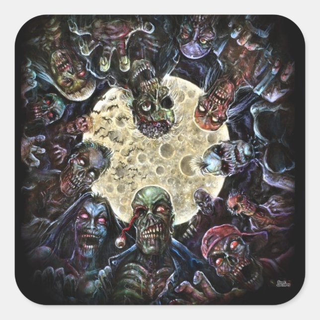 Zombies Attack (Zombie Horde) Square Sticker (Front)