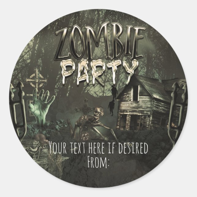 Zombies Birthday Party Fun Favour Classic Round Sticker (Front)