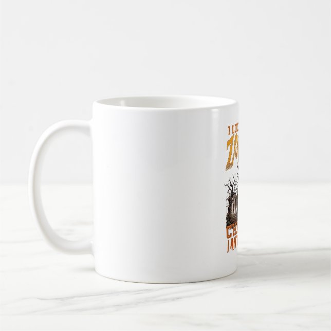 Zombies Chase Us Halloween Graveyard Crescent Moon Coffee Mug (Left)