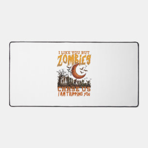 Zombies Chase Us Halloween Graveyard Crescent Moon Desk Mat