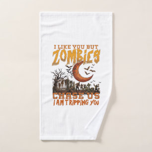 Zombies Chase Us Halloween Graveyard Crescent Moon Hand Towel