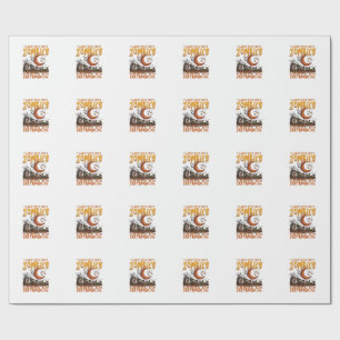 Zombies Chase Us Halloween Graveyard Crescent Moon Wrapping Paper