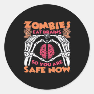 Zombies Eat Brains Classic Round Sticker