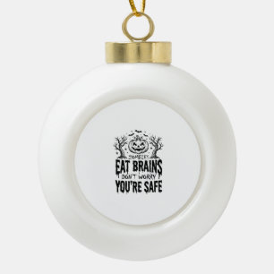 Zombies Eat Brains Funny Halloween Vector Design_1 Ceramic Ball Christmas Ornament