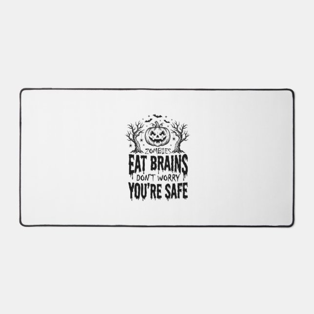 Zombies Eat Brains Funny Halloween Vector Design_1 Desk Mat (Front)