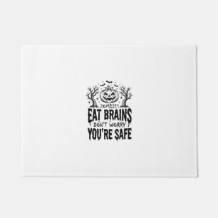 Zombies Eat Brains Funny Halloween Vector Design_1 Doormat