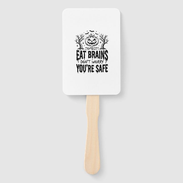 Zombies Eat Brains Funny Halloween Vector Design_1 Hand Fan (Front)
