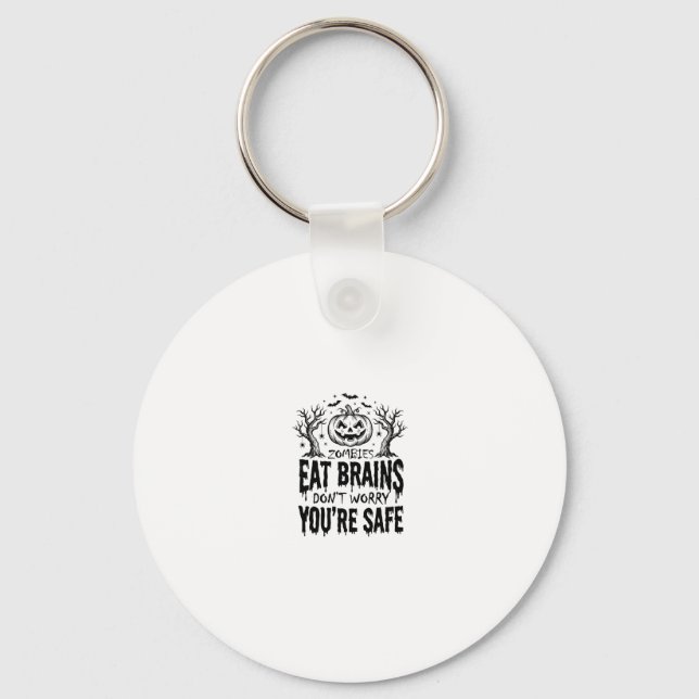 Zombies Eat Brains Funny Halloween Vector Design_1 Key Ring (Front)