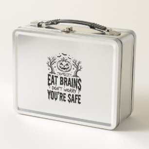 Zombies Eat Brains Funny Halloween Vector Design_1 Metal Lunch Box