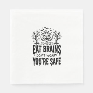 Zombies Eat Brains Funny Halloween Vector Design_1 Napkin