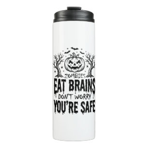 Zombies Eat Brains Funny Halloween Vector Design_1 Thermal Tumbler