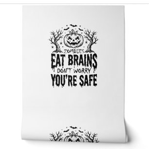 Zombies Eat Brains Funny Halloween Vector Design_1 Wallpaper