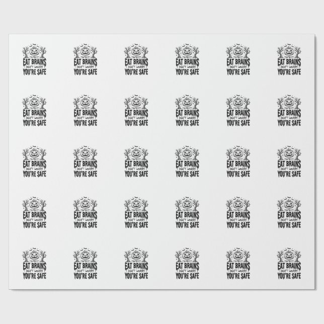 Zombies Eat Brains Funny Halloween Vector Design_1 Wrapping Paper (Flat)