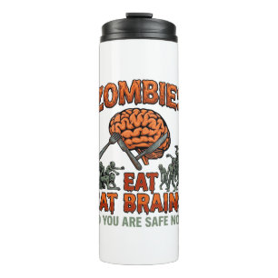 Zombies Eat Brains Halloween Brain Fork Knife_1 Thermal Tumbler