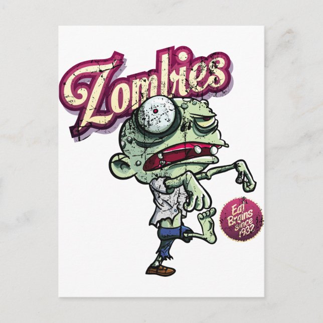 Zombies eat Brains Postcard (Front)