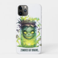 Zombies eat brains. Spooky Halloween Jar with Glow