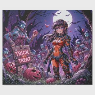 Zombies Hand-out Brains Halloween Trick or Treat Wrapping Paper