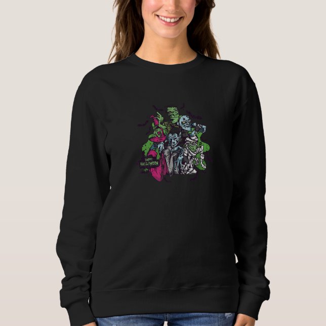 Zombies Happy Halloween Spooky Scary Zombie Men Wo Sweatshirt (Front)