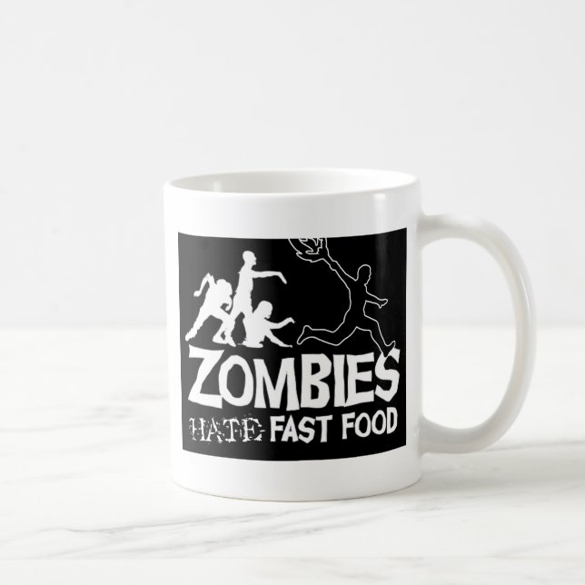 Zombies-Hate-Fast-Food-Black Coffee Mug (Right)