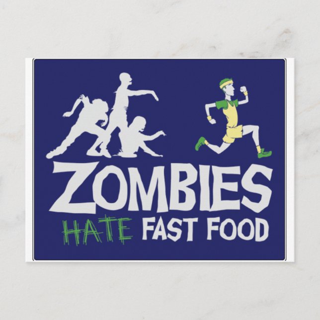 Zombies HATE Fast Food Postcard (Front)