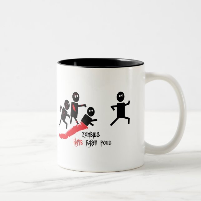 Zombies hate fast food Two-Tone coffee mug (Right)