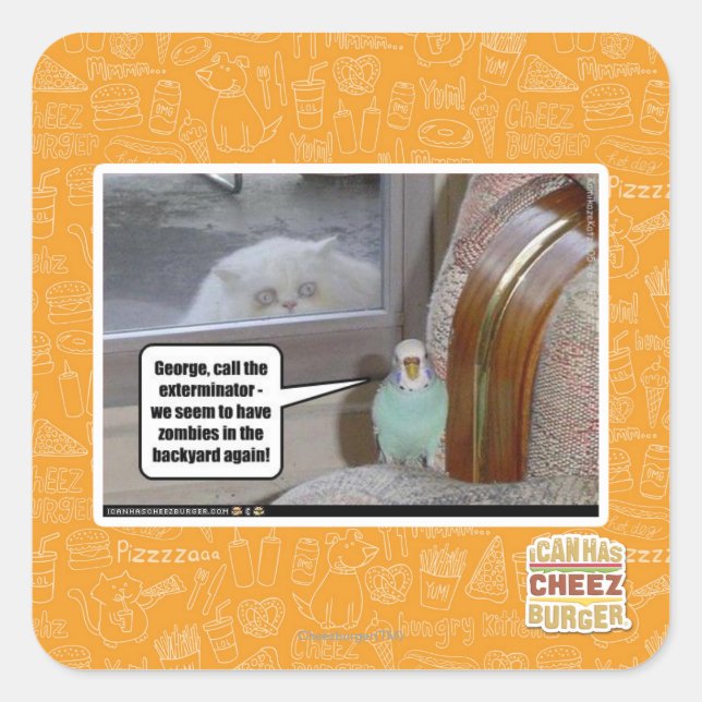 Zombies in the backyard square sticker (Front)