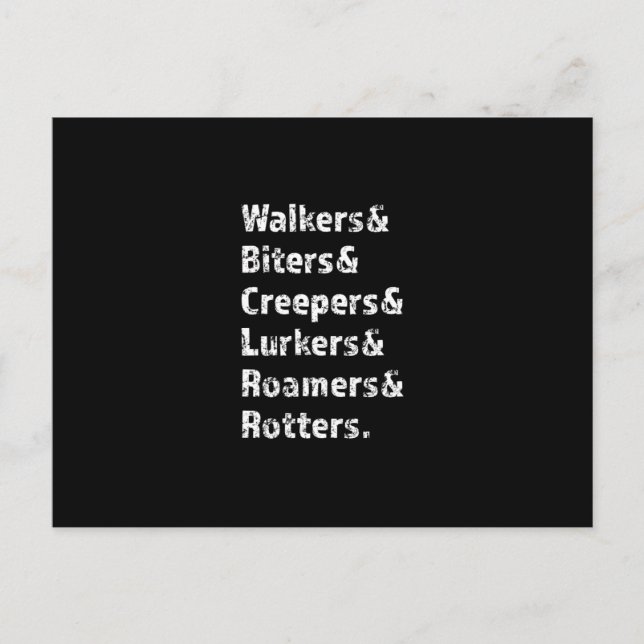 Zombies Nicknames Postcard (Front)