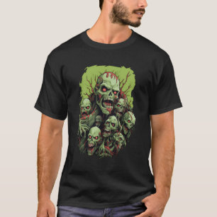 Zombies Skeletons Scary Skulls Creepy Halloween Co T-Shirt