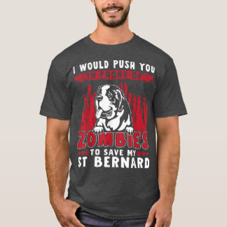 Zombies To Save My St Bernard Funny Halloween Dog  T-Shirt
