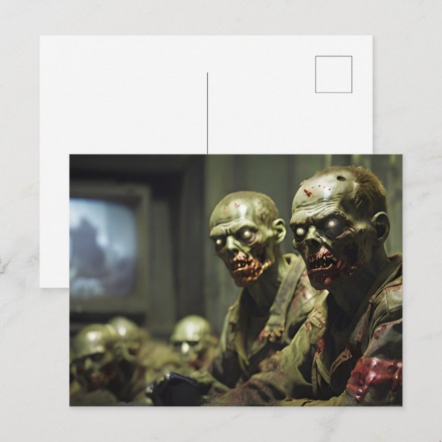  zombies watching Russian tv propaganda Postcard (Front/Back)