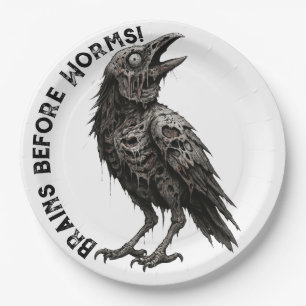 Zombified Crow Paper Plate