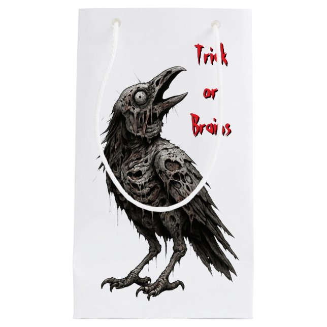 Zombified Crow Small Gift Bag (Front)