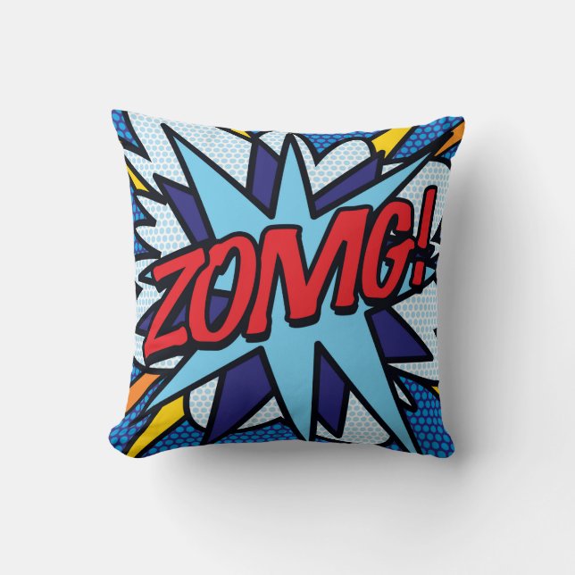 ZOMG KA-POW Fun Retro Comic Book Pop Art Cushion (Front)
