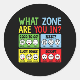 Zone Of Regulation For School Counsellor Mental He Classic Round Sticker