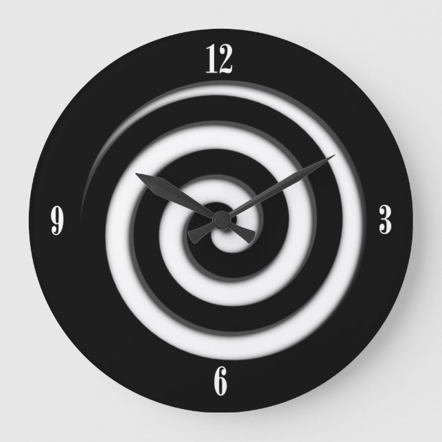 Zone Out Black Spiral Hypno Four Number Wall Clock (Front)