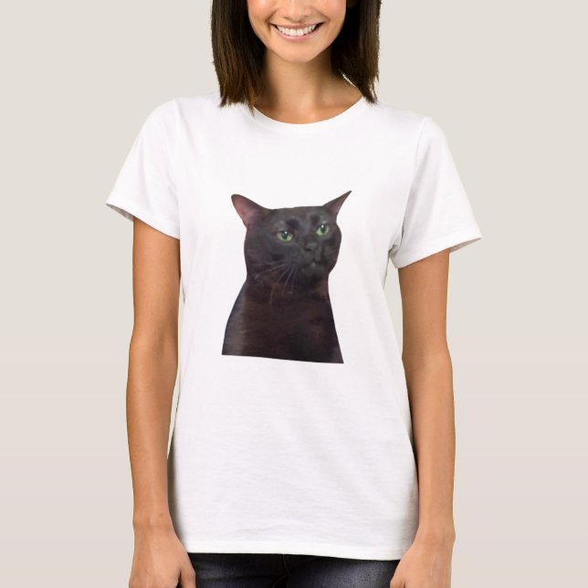 Zoned Out Cat, Black Cat Zoned Out Meme T-Shirt (Front)