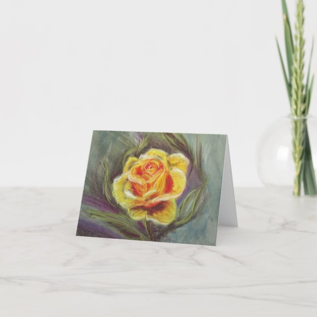 Zonta Pastel Yellow Rose note card (Front)