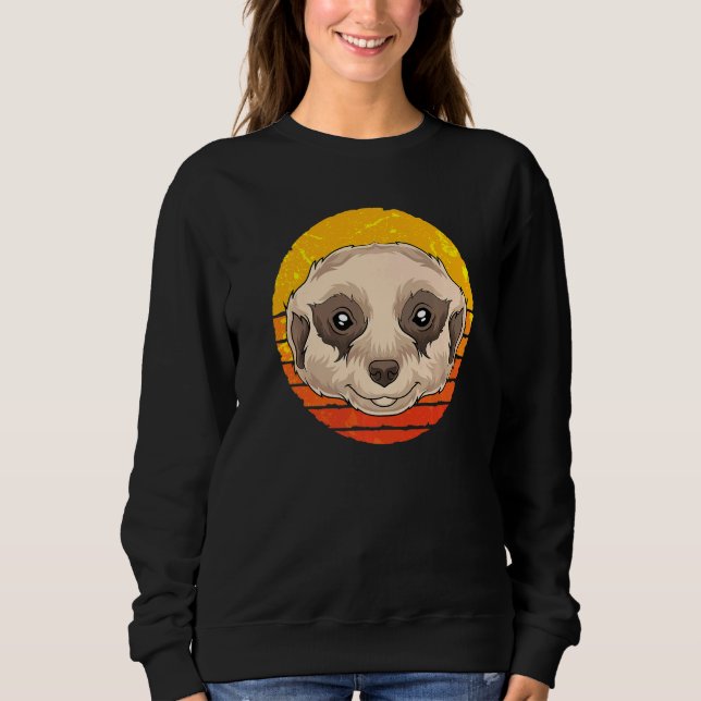 Zoo Animal Africa Safari Retro Meerkat Sweatshirt (Front)