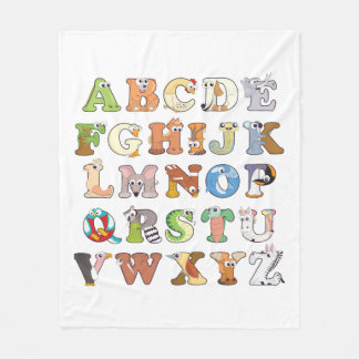Zoo Animal Alphabet Letters ABCs Learning Fleece Blanket