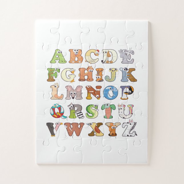 Zoo Animal Alphabet Letters ABCs Learning Jigsaw Puzzle (Vertical)