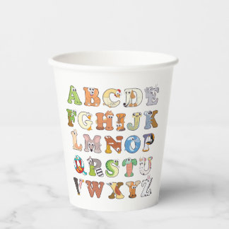 Zoo Animal Alphabet Letters ABCs Learning Paper Cups