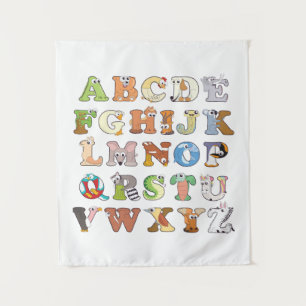 Zoo Animal Alphabet Letters ABCs Learning Tapestry