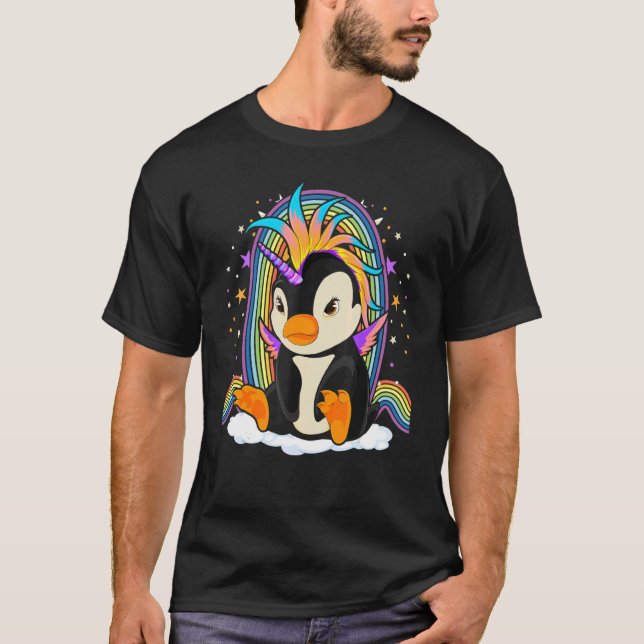 Zoo Animal Bird Rainbow Penguincorn Fantasy Unicor T-Shirt (Front)