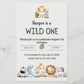 Zoo Animal Birthday Invitation  Flyer