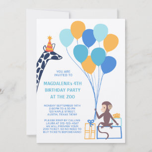 Zoo Animal Birthday Invite