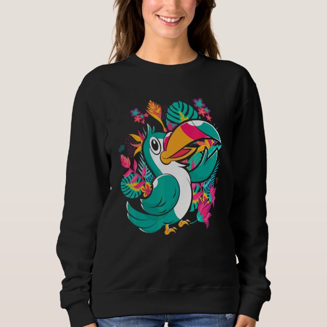 Zoo Animal Exotic Bird Tropical Leaves Wildlife To Sweatshirt (Front)